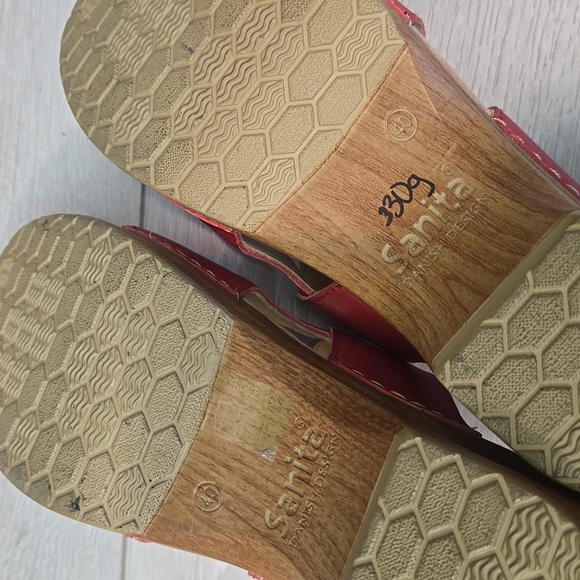 Sanita By Dansko Red Leather Women's Mules Mary Jane Shoes Sz 40/8.5-9 - Picture 10 of 12